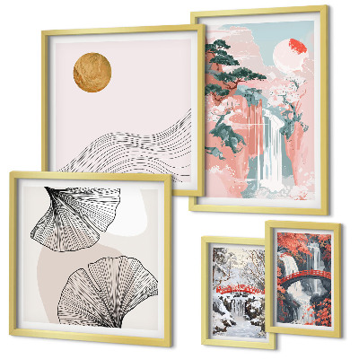 Framed photo set Waterfall landscapes Japan