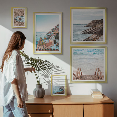 Set of 5 wall art pieces Italian towns, beaches, relaxation