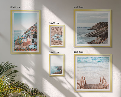 Set of 5 wall art pieces Italian towns, beaches, relaxation