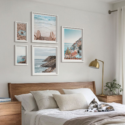 Set of 5 wall art pieces Italian towns, beaches, relaxation