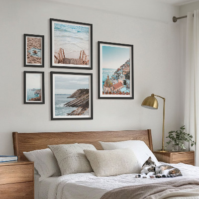 Set of 5 wall art pieces Italian towns, beaches, relaxation