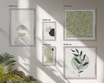 Abstract geometric plants wall art set of 5 pieces