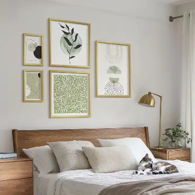 Abstract geometric plants wall art set of 5 pieces
