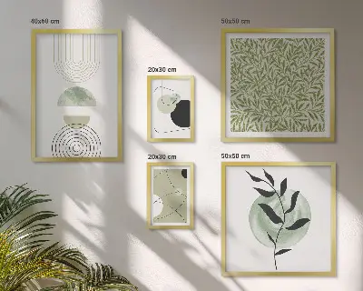 Abstract geometric plants wall art set of 5 pieces