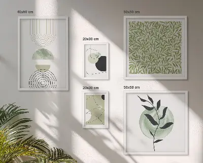 Abstract geometric plants wall art set of 5 pieces