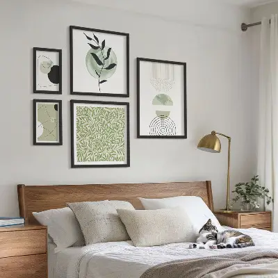 Abstract geometric plants wall art set of 5 pieces