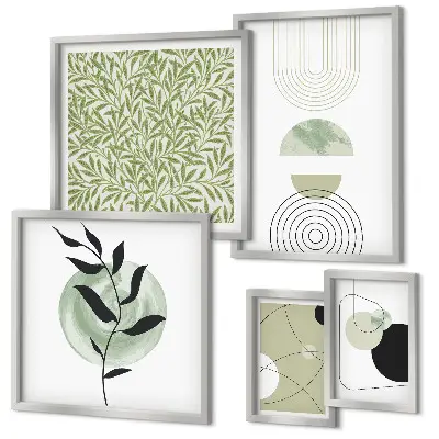 Abstract geometric plants wall art set of 5 pieces