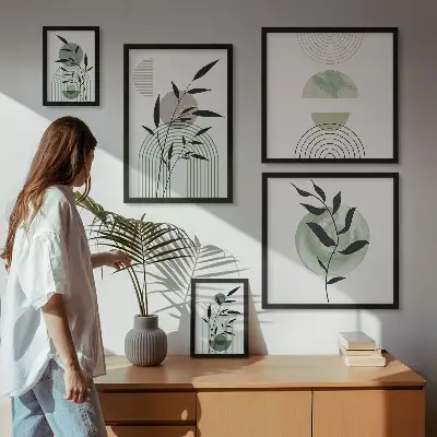 Framed plant art print set stylish graphic wall decor