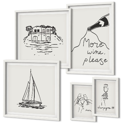 Set of 5 wall art pieces Stylish wine graphics relaxation