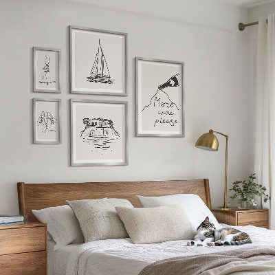 Set of 5 wall art pieces Stylish wine graphics relaxation
