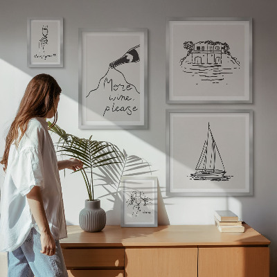 Set of 5 wall art pieces Stylish wine graphics relaxation