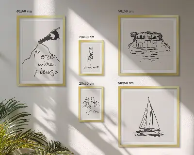 Set of 5 wall art pieces stylish wine graphics for relaxation