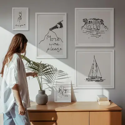 Set of 5 wall art pieces stylish wine graphics for relaxation