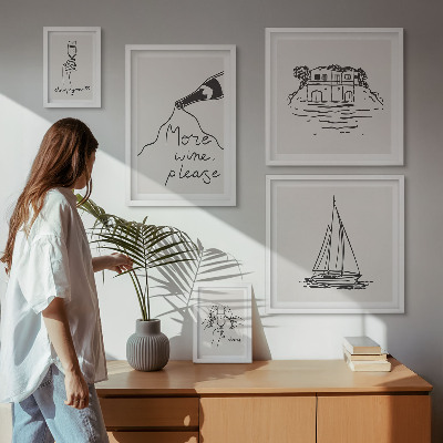 Set of 5 wall art pieces Stylish wine graphics relaxation