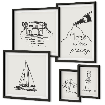 Set of 5 wall art pieces Stylish wine graphics relaxation