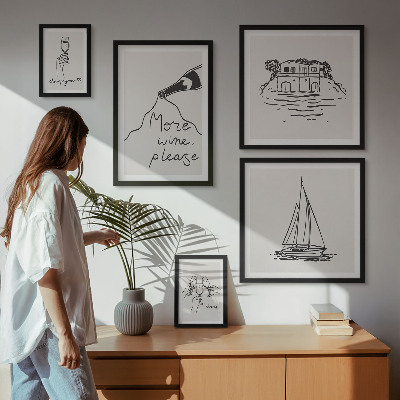 Set of 5 wall art pieces Stylish wine graphics relaxation