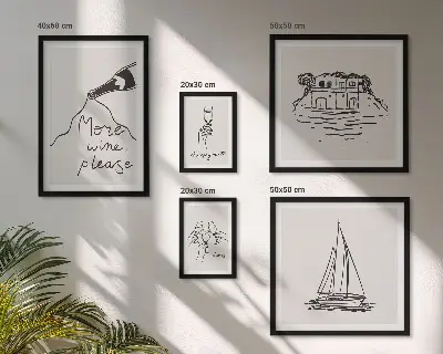 Set of 5 wall art pieces stylish wine graphics for relaxation