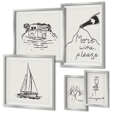 Set of 5 wall art pieces Stylish wine graphics relaxation