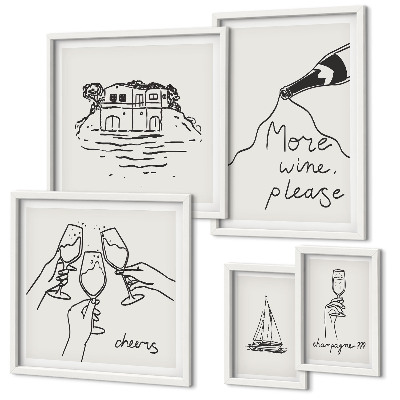 Framed photo set Stylish wine toast illustrations