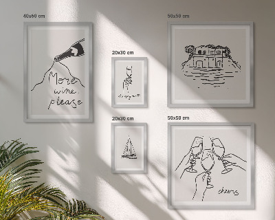 Framed photo set Stylish wine toast illustrations