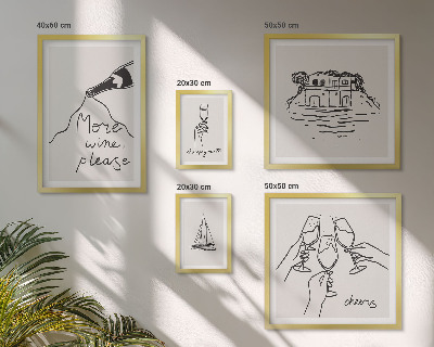 Framed photo set Stylish wine toast illustrations