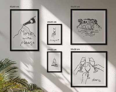 Framed photo set Stylish wine toast illustrations