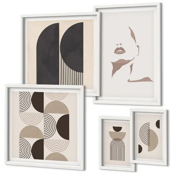Geometric portrait wall art set of 5 pieces