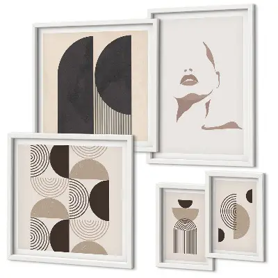 Geometric portrait wall art set of 5 pieces