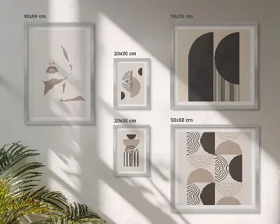 Geometric portrait wall art set of 5 pieces