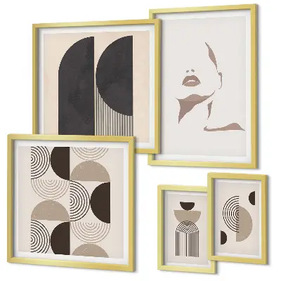 Geometric portrait wall art set of 5 pieces