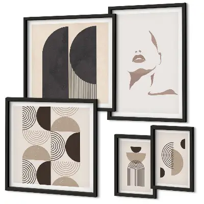 Geometric portrait wall art set of 5 pieces
