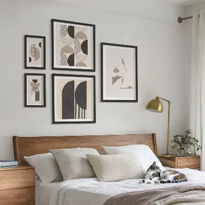 Geometric portrait wall art set of 5 pieces
