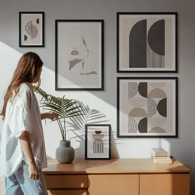 Geometric portrait wall art set of 5 pieces