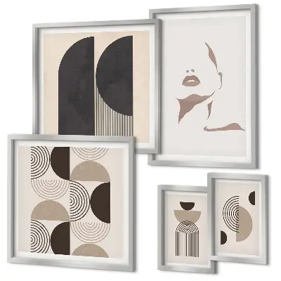 Geometric portrait wall art set of 5 pieces