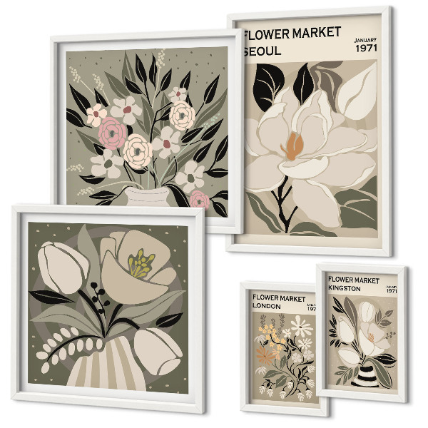 Gallery wall Floral patterns from London and Seoul