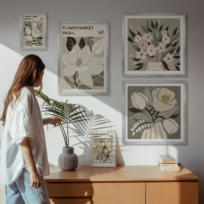 Gallery wall Floral patterns from London and Seoul