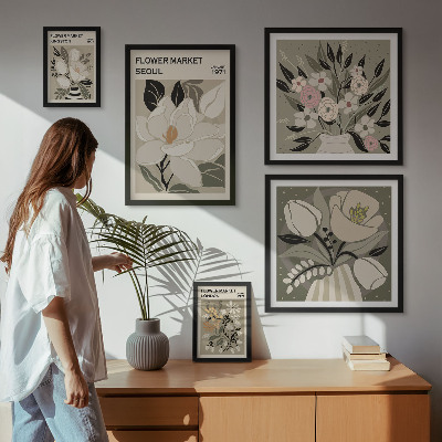 Gallery wall Floral patterns from London and Seoul