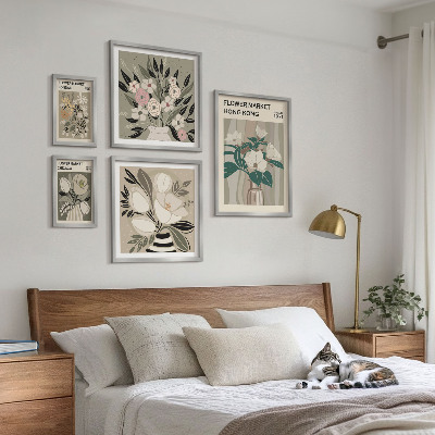 Set of 5 wall art pieces Retro vintage flower fair