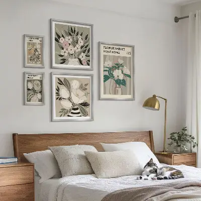 Retro vintage flower fair wall art set of 5 pieces