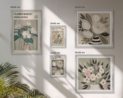 Set of 5 wall art pieces Retro vintage flower fair
