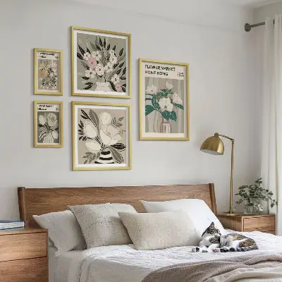 Retro vintage flower fair wall art set of 5 pieces