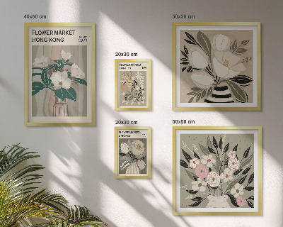 Set of 5 wall art pieces Retro vintage flower fair