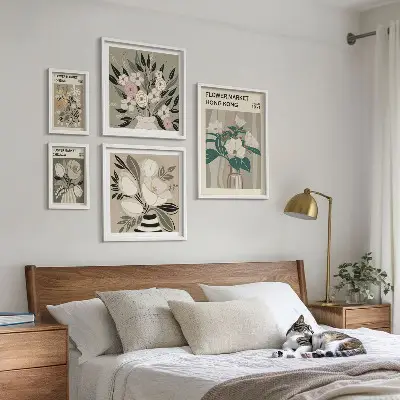 Retro vintage flower fair wall art set of 5 pieces