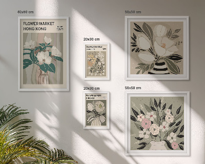 Set of 5 wall art pieces Retro vintage flower fair