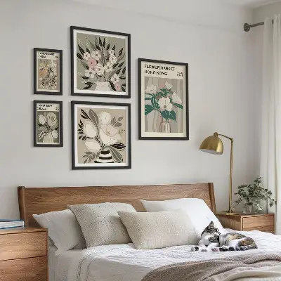 Retro vintage flower fair wall art set of 5 pieces