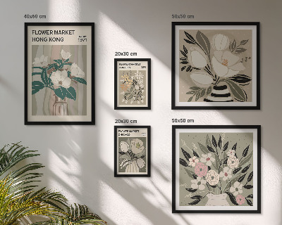 Set of 5 wall art pieces Retro vintage flower fair