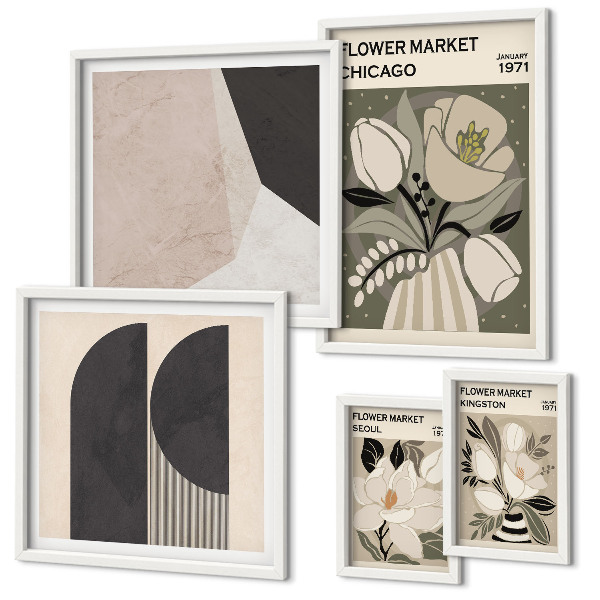 Gallery wall Stylish floral arrangements