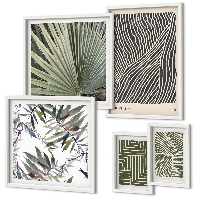 Set of 5 wall art pieces Minimalist plant patterns