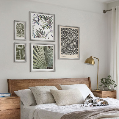 Set of 5 wall art pieces Minimalist plant patterns