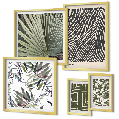 Set of 5 wall art pieces Minimalist plant patterns